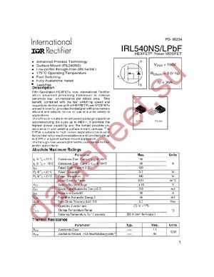 IRL540NSPBF datasheet  